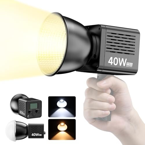 ULANZI 40W COB Luce video LED Professionale Portatile, Batteria Integrata da 3400 mAh, Illuminazione Mini Metallo Bicolore, Emissione Luminosa Continua, Faretto Portatile 2500K-6500K