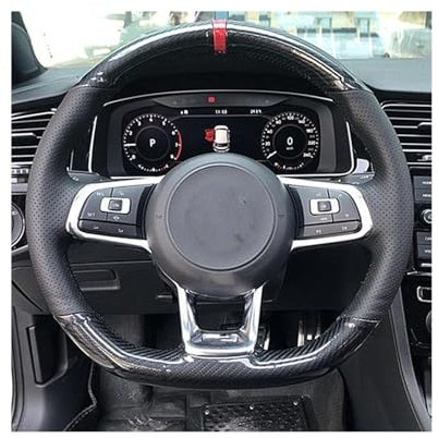 Lenkradbezug Für VW Für Polo Für S&cirocco 2015 2016 Schwarz Wildleder Leder Auto Lenkrad Abdeckung Für Golf 7 MK7 GTI R Lenkrad Aufkleber(Style 19)