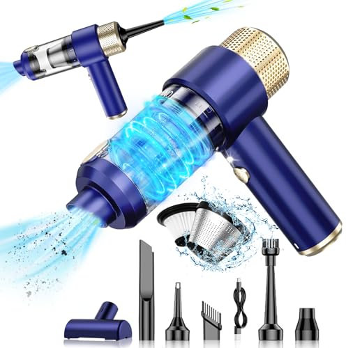 TENGWUDZ Auto Handstaubsauger Stark, 12000PA Handstaubsauger Kabellos Leistungsstark, 4 in 1 Mini Akku Handstaubsauger mit LED Licht, Nass & Trocken Handsauger, für den Auto, Haus, Küche,Tierhaare