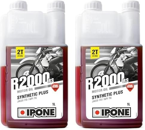 IPONE – Huile Moteur Moto 2 Temps R2000 RS – Senteur Fraise - Usage Urbain - Semi-Synthétique – Compatible Mélange et Injection - Meilleurs démarrages - Réductions des Emissions de Fumée - 1L