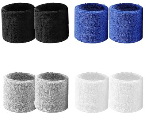 HoAhaMay 8-teiliges Sport-Armband, Baumwoll-Schweißband absorbierendes Armband, Fitness-Schweißband, absorbierendes Armband, geeignet für Fußball, Basketball, Tennis, Gymnastik, Golf, Laufen (8x5cm)