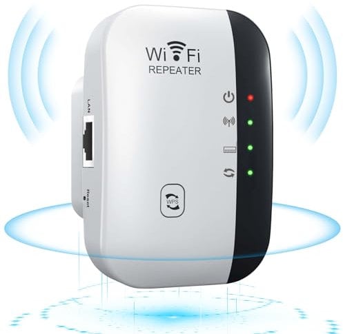 ROTRES Repetidor WiFi 300Mbps Extensor WiFi,2.4Ghz Amplificador de Señal WiFi Extender,con Puerto Ethernet RJ45,con Modo Repetidor/Ap y Protección WPS,Cobertura de 300 m²,Penetrante de Pared