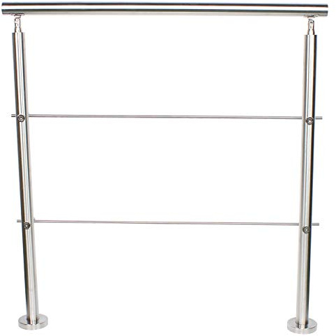 Banister Rail for Stairs Stainless Steel Stair Handrail 0-90 Adjustable Angle Handrails for Stairs Suitable for Installation on Timber Concrete Brick or Stone Stairs and Platforms (2 Cross Bar)