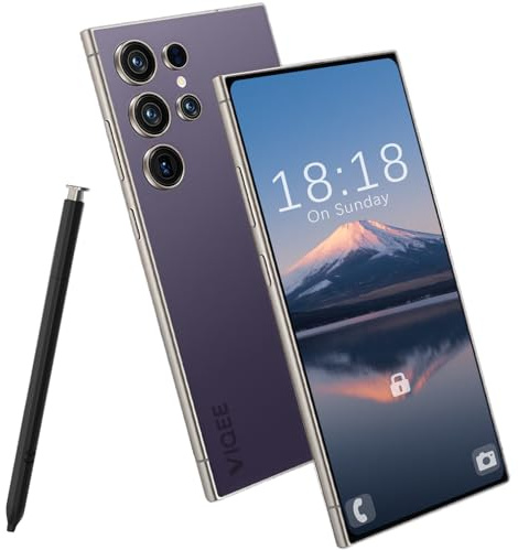 viqee Android 14 Smartphone Handy Ohne Vertrag, 8+256GB Dual SIM 6.8 HD-Bildschirm 4500mAh Akku 21+8MP Kamera Simlockfreie Handys/Fingerabdruck/OTG/Face ID,Violett