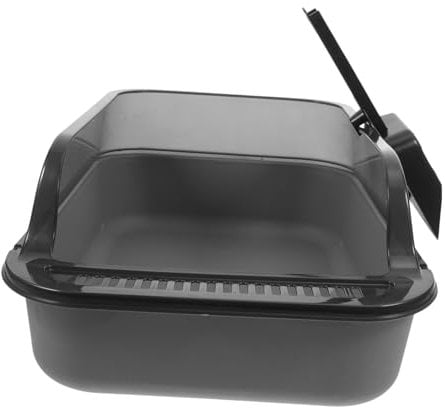 POPETPOP Large Enclosed Cat Litter Box High Wall Semi-closed with Lid Sturdy Stainless Steel Tray Litter Scoop Included Pet Supplies for Senior Cats