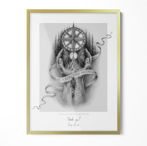 Tulup Rahmen Austauschen Goldener 60x80 cm Mit Passepartout Für Poster und Bilder Kunststoffrahmen aus Hochwertigem Material Bruchsicheres Acrylglas Für Wohnzimmer Schlafzimmer Küche Wanddeko