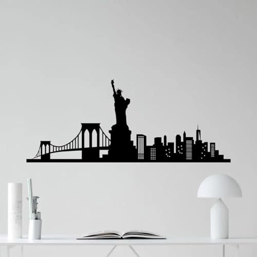 ZEALPLANT New York Skyline Wandaufkleber Statue Vinyl Aufkleber Dekoration Wohnzimmer Innen Tapete Aufkleber DIY selbstklebend