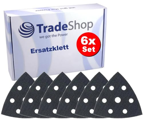 6x Trade-Shop Ersatzklett 93x93x93mm selbstklebend Dreieck kompatibel mit Bosch PDA 180 E, kompatibel mit Parkside PDS 290 C3, PDS 290 B2, PDS 290 A1