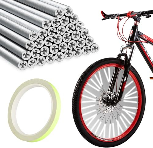 36 StückFahrrad Speichenreflektoren Fahrrad Reflektoren set, 360° Sichtbarkeit, 360° SichtbarkeitFahrrad Speichen Reflektoren, Katzenaugen Alternative, Fahrrad Zubehör, mit 1 grün Umrissaufkleber