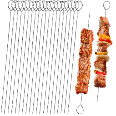 20 PCS BBQ Metal Skewers Stainless Steel, 7.87/20cm Food-Grade Metal Kebab Skewers for Kebabs, Grilling, Oven, and BBQ - Durable & Reusable
