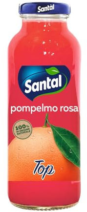 Santal Succo di Frutta Top Pompelmo Rosa Ingredienti 100% di Origine Naturale Confezione da 24 Bottiglie in Vetro da 250ml