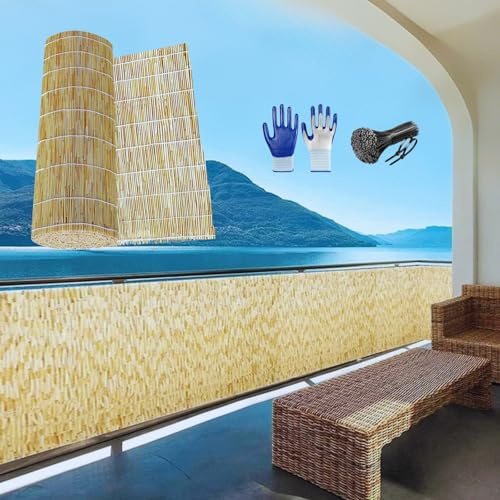 Generisch Schilfrohrmatte 50cm-180cm Schilfmatte Sichtschutz Balkon, Sichtschutz Garten, Sonnenschutz, Windschutz Terrasse, Senkrechtmarkise, Zaun Garten(50x300cm)