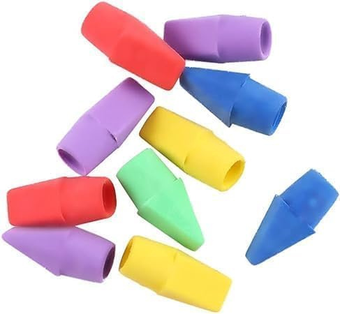10 x Bleistift-Radiergummis, Kappen-Bleistift-Radiergummi, Aufsätze, Lernzubehör für Lehrer, Klassenzimmer, Must-Haves, Bleistift-Radiergummis
