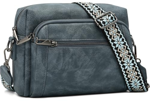 HILAEX Umhängetasche Damen Anti Diebstahl, Handtasche Damen Mittelgroß | mit 4 Fächern, mit Verstellbar Abnehmbar Breiter Gurt