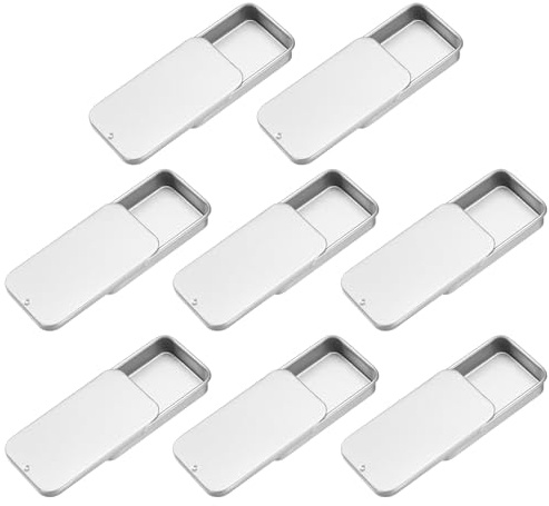 QUARKZMAN 8 Stück Schiebe-Deckel-Dosen 24x13x04 Mattes Silber | Mini Metall-Dosen Mit Schiebedeckel, Rechteckige Aufbewahrungsboxen, Für Lippenbalsam Feste Parfüms Kleinteile