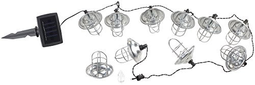 Lunartec Solarkette: Solar-LED-Lichterkette mit 10 Metall-Laternen, warmweiß, IP44, 1,6 m (Solarlichterkette Outdoor, Solar Lichterkette wasserdicht, Weihnachtsbaumbeleuchtung)