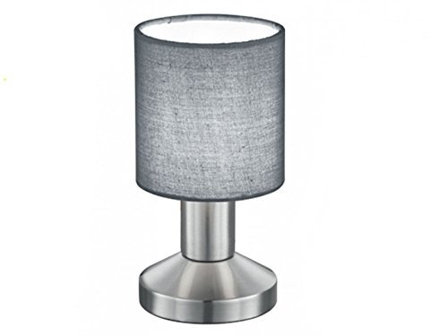 Kleine Tischleuchte mit Touchfunktion und Stoffschirm Grau Höhe 18cm