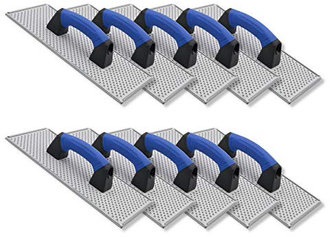 10er Set DEWEPRO® WDVS + Porenbeton Schleifbrett – Egalisierungsbrett – Raspelbrett mit verzinktem Stahlblech-Raspelbelag – 380x160 mm – Handschleifer – Schleifer