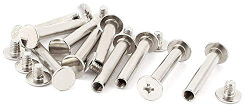 INCREWAY 30 juegos de tornillos Chicago para encuadernación, 5 mm x 30 mm, chapado en níquel, tono plateado