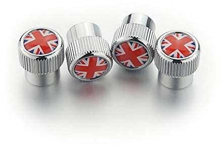 Heinmo For Cooper F/R series Car Tire Wheel Stem Air Valve Cap Dust Cover-tire valve stem caps Union Jack 4 Pcs (SV-Red rice)