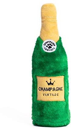 Zippy Paws Happy Hour Crusherz Champagne Dog Toy – Plush Toy with Replaceable Water Bottle and Squeaker – Fun and Interactive