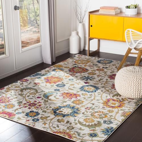 Livabliss Fonfria Abstract Rug - Area Rugs Living Room 120x170 cm, Dining Room, Lounge, Kitchen, Bedroom - Modern Marble Large Rug, Soft Luxurious Easy Care Medium Pile, Cream, Orange, Blue, Pink