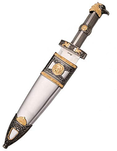 ECOMMUR Daga Romana Ancha SPQR | Cuchillo-puñal templario histórico de coleccionista con Vaina. Colección de artículos Antiguos