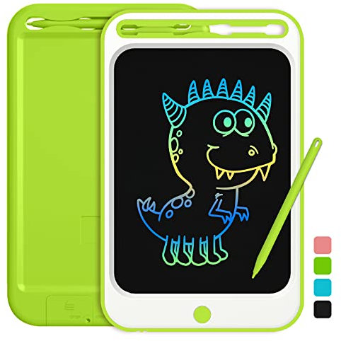 Richgv Bunte LCD Schreibtafel 10 Zoll,Maltafel Schreibtafel Kinder,EIN Schlüssel zum Löschen Funktion Mal Tablet Kinder,Maltafel Zaubertafel Ab 3 4 5 Jahre,Schreibtafel für Jungen Mädchen(Grün-C)