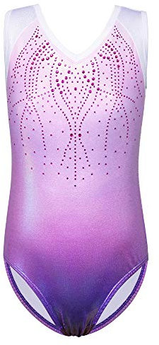 ZNYUNE Kinder Mädchen Gymnastik Trikot Gymnastikanzug ärmellos Klassisch 182 Purple 6A