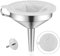 Lakatay 5-Inch Food Grade Stainless Steel Kitchen Funnel with 200 Mesh Food Filter Strainer for Transferring of Liquid Dry Ingredients and Metal Cooking Funnel