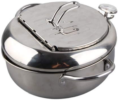 Padella per friggere, padella per tempura in acciaio inossidabile in stile giapponese Pentola per frittura profonda con termometro Fornello a induzione Pentola per pollo Strumenti di cottura(S 20 cm)