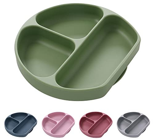 Miracle Baby Assiettes à Compartiments Bébé Enfant Vaisselle avec Ventouse en Silicone Compatible Micro-onde