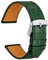 WOCCI 18mm Uhrenarmband Leder für Damen und Herren, Geprägtes Alligator, Silberne Schnalle (Dunkelgrün)