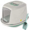 CAT CENTRE Medium Green Hooded Kitten Litter Tray +Waste Scoop Set Carbon Filter Small Cat Toilet Pet Box Loo Pan Starter Pack Portable Swing Flap Door Carry Handle Galaxy Easy Cleaning