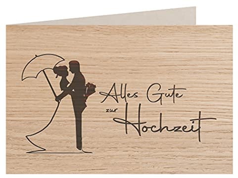 Holzgrußkarte - ALLES GUTE ZUR HOCHZEIT - 100% handmade in Österreich - Postkarte Glückwunschkarte Geschenkkarte Grußkarte Klappkarte Karte Einladung, Holzart:Eiche