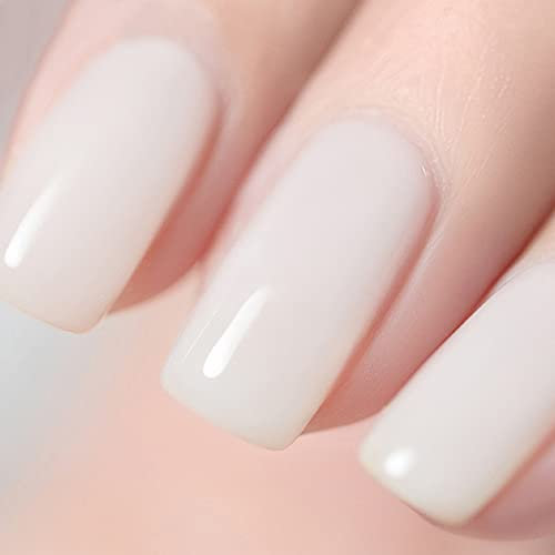 Vishine Vernis gel Semi-Permanent Blanc Laiteux, Vernis à ongles French White Milky Blanc Naturel Nail Art UV LED Soak Off Manicure 15ml
