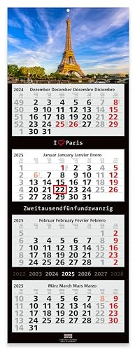 Geiger-Office 4-Monats-Wandkalender 2025 Großformat 33 x 90 cm mit attraktivem PARIS -Bildmotiv