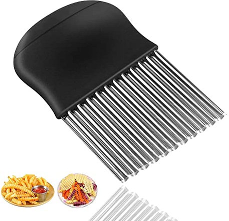 Pommes Wellenmesser Gemüsehobel Frites Messer Wellenschneider Edelstahl Cutter Pommes Frites Slicer Wellenmesser für Gemüse Riffelmesser Wellenschnittmesser, J186