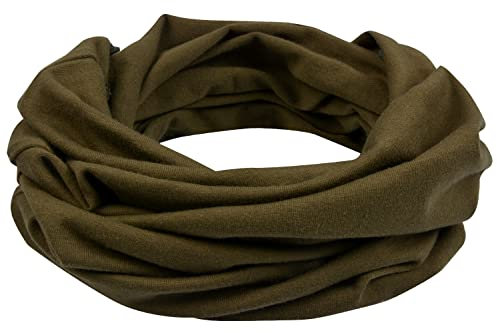 Miobo Kinder Baumwolle Loopschal Schlauchschal Rundschal Halstuch Olivgruen-M
