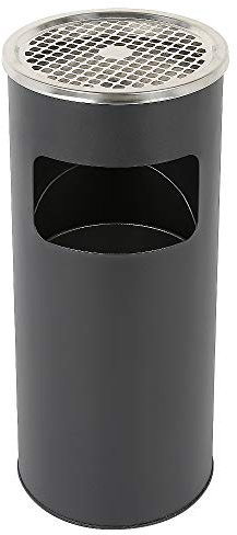Willonin Cubo de basura con cenicero para exterior, cenicero sobre pie de acero inoxidable con papelera, 60 cm de altura (negro, 1)
