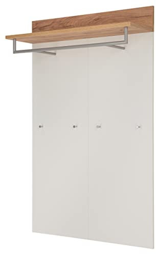 möbelando Garderobenpaneel 407 in Weiss | braun. Abmessungen (BxHxT) 96x147x29 cm