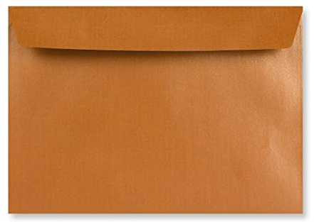 C5 Coloured Envelopes for A5 Greeting Cards Wedding Invitations & Crafts V Flap, Peel & Seal Flap (162x229mm) Pack of 50 (Pearl Copper Peel & Seal)
