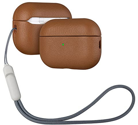 Haobobro [Lambskin Series] AirPods Pro 2. Generation Hülle 2022 - AirPods Pro 2 Leder Case - AirPods Pro 2 Leather Case - AirPods Pro 2 Ledercase - AirPods Pro 2 Lederhülle Schutzhülle - Braun