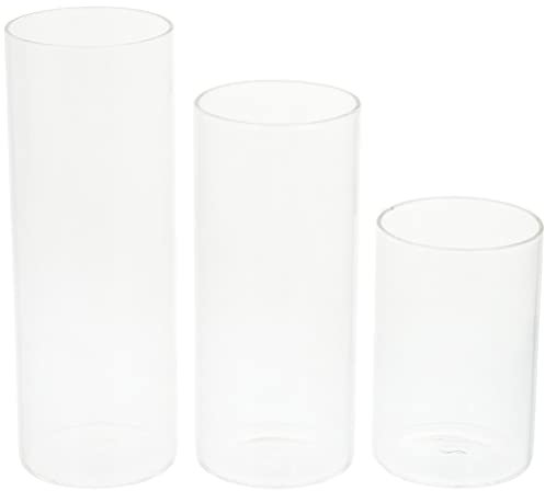 DOITOOL Vase Cylindrique en Verre 3 Pièces 2. 5 3 4 Grands Vases Transparents pour Centres De Table Porte-Bougie Ouragan pour Pilier Flottant Bougie Chauffe-Plat Vases en Verre pour La
