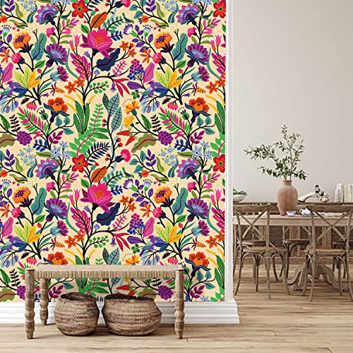 funlife Peel and Stick Wallpaper Decals, Self Adhesive Furniture Sticker, Contact Paper with Back Adhesive for Wall, Drawer, Urban Pinkish Colorful Flower