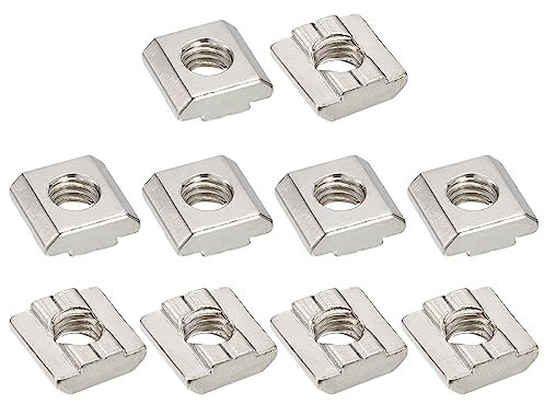 sourcing map T Nuts, 50pcs - Nickel Plated Carbon Steel T Slot Bolts, 3030 Series M8 Hammer Head Fastener, Sliding T Nuts for Aluminum Extrusion Profile (Silver)