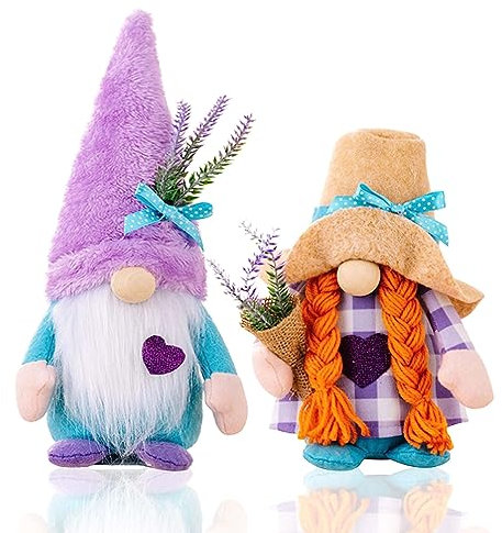 2 Stück Lavendel-Zwerg-Plüsch, Lavendel-schwedische Zwerg-Dekorationen, Valentinstag-Tablett, Tomte-Plüsch-Dekor, Gefüllter Lavendel-Bauernhaus-Zwerg für Zuhause, Sommer-Tablett-Dekor(Lila)