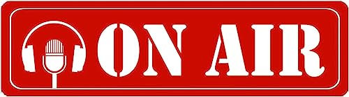 GorkEm Panneau d'avertissement « On Air » - Décoration murale pour porte d'entrée de ferme, cour, intérieur et extérieur - Panneau de rue rustique - Rouge - 40 x 10 cm