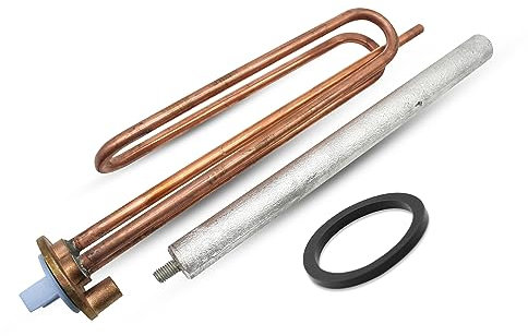 DOJA Barcelona | Kit Resistencia Calentar Agua 2000W | Pack Resistencia Curva+Anodo de Magnesio+Junta Goma+Tornillo Fijacion | Kit Resistencia Electrico | para Calentador Agua, Repuesto de Termo