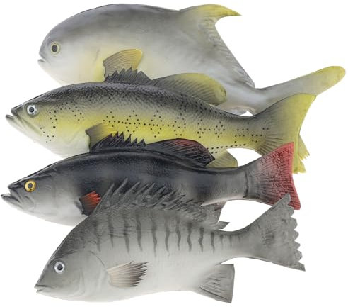 Meiwlong 4 Stück Künstliche Fisch Deko Realistische Kunststoff Fische Dekoration Lebensmittel Aquarium Küche Esstisch Hotel Fotografie Requisiten Geburtstag Party